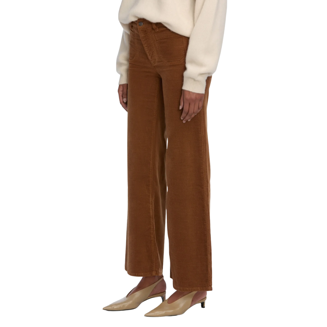 Le Slim Palazzo Pocket Corduroy in Maple Brown