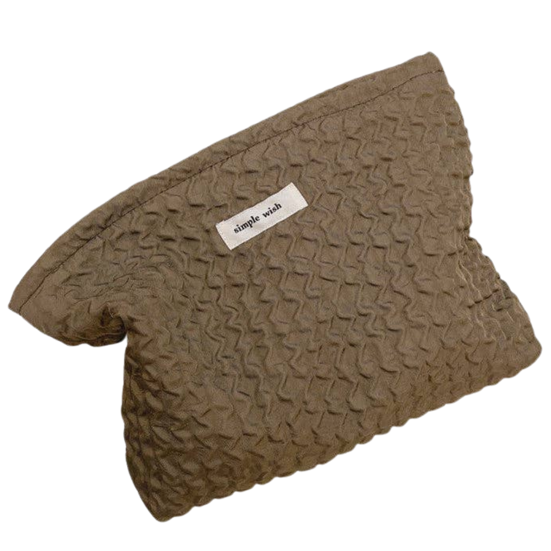 Simple Solid Color Large Makeup Bag  Coffee