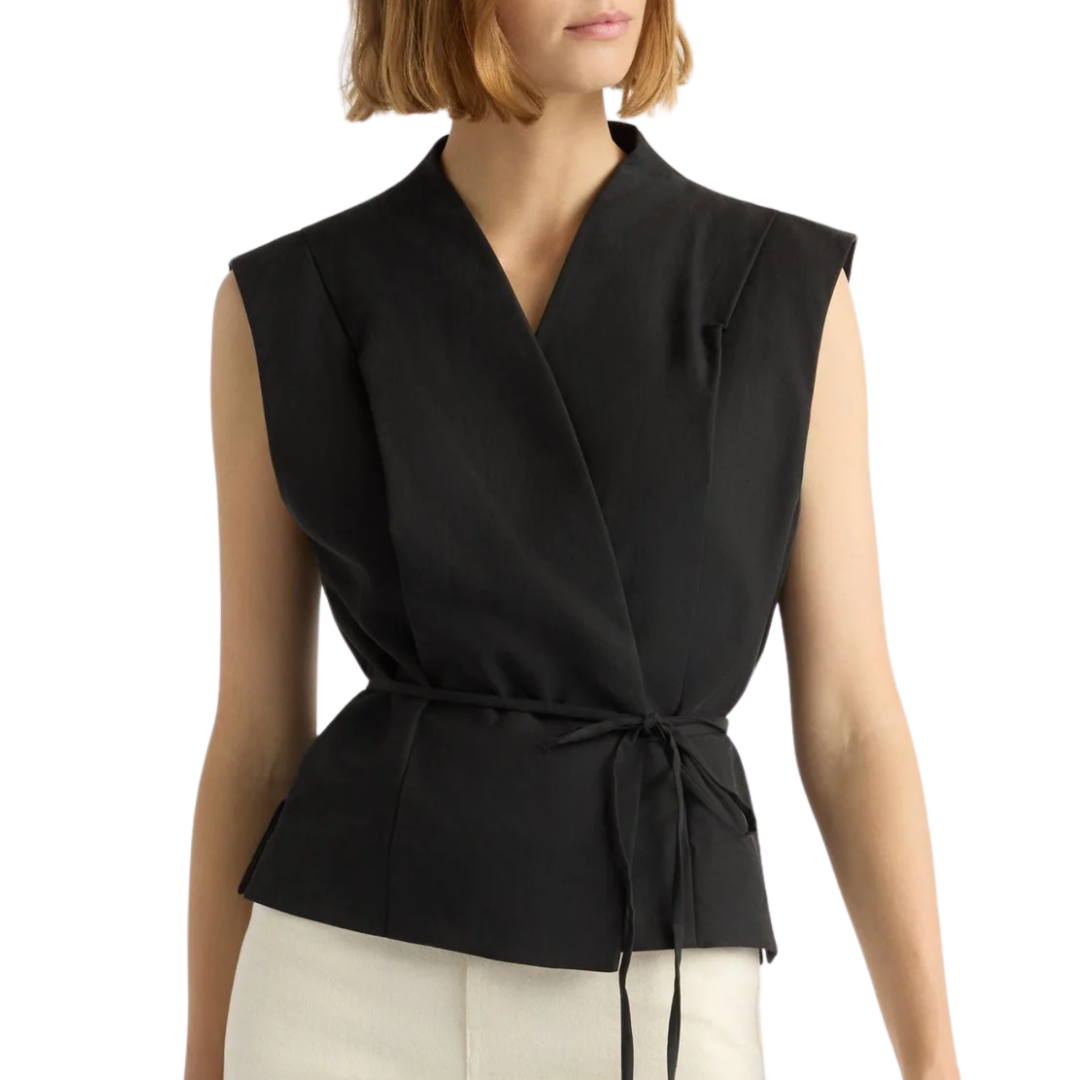 Leandra Tie-Wrap Vest in Black