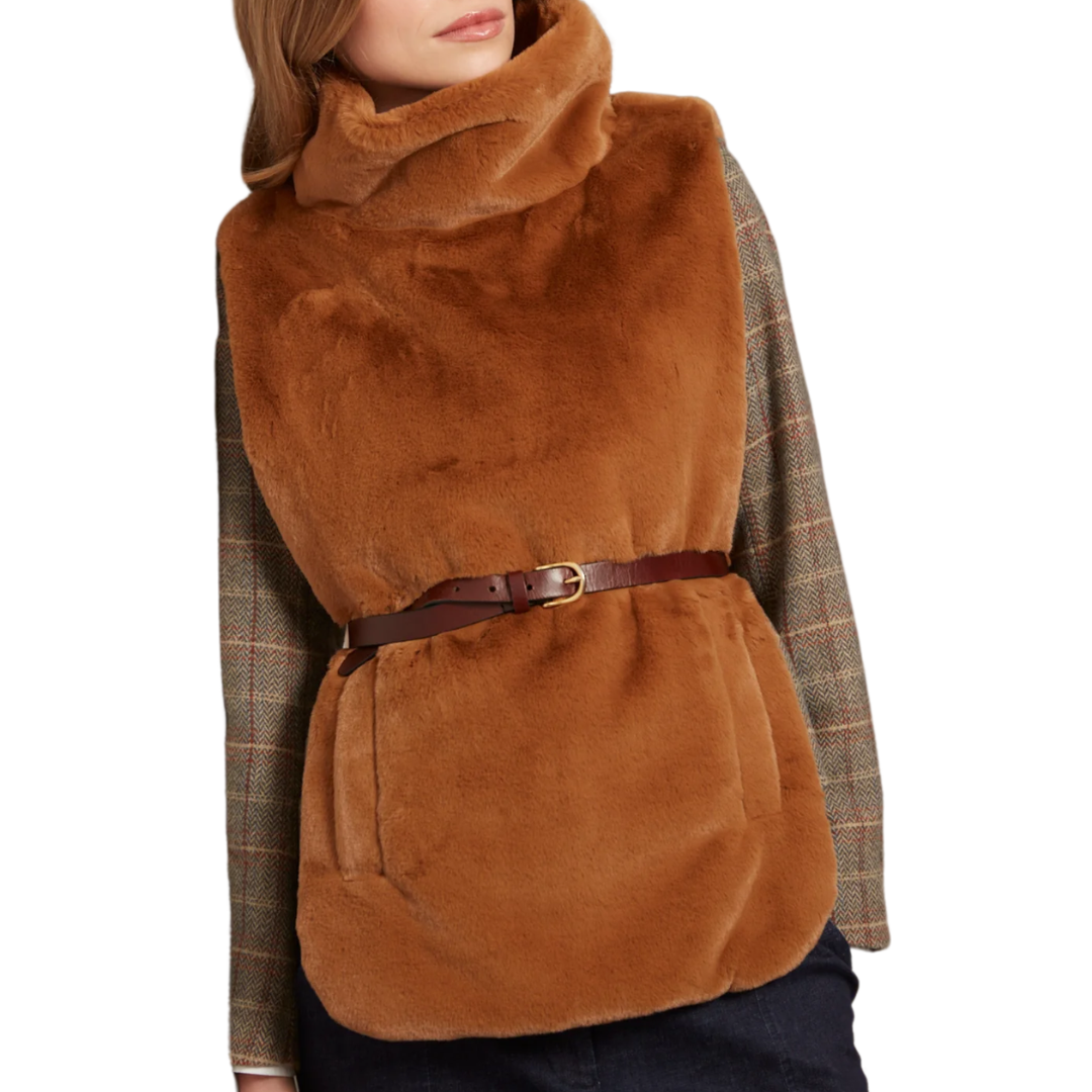Furry Slip-On Faux Fur Dickey in Camel
