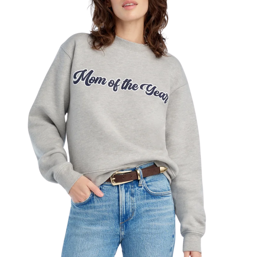 The Mom Of The Year Varsity Sweatshirt in Heather Grey