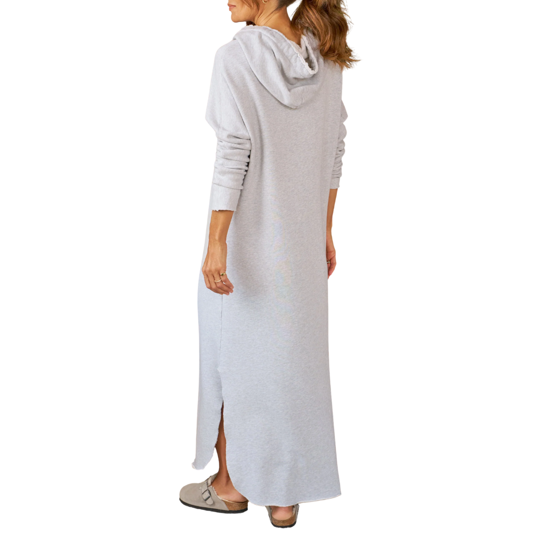 James Hooded Maxi Dress in Grey Melange