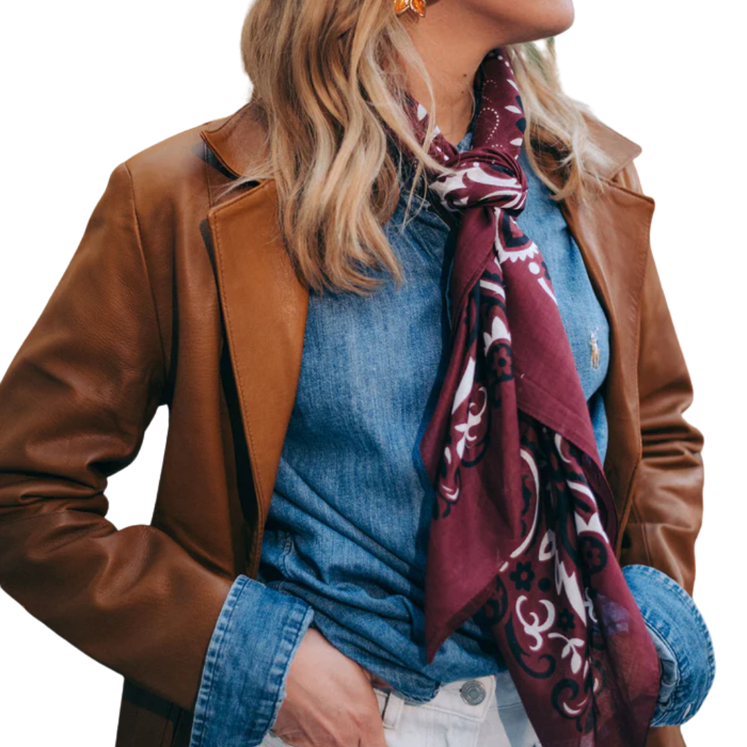 Cotton Bandana Scarf in Bordeaux