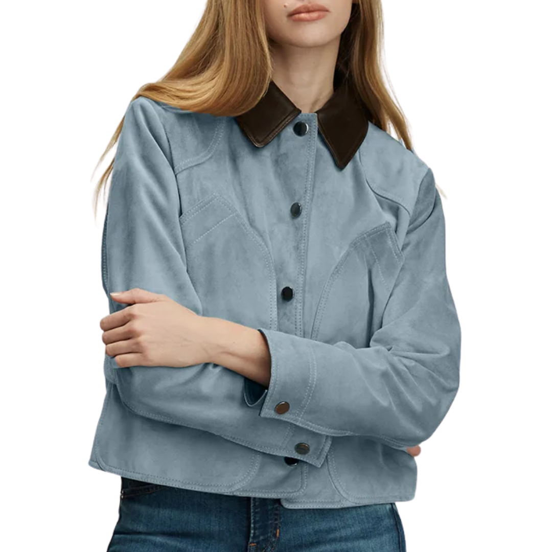 Walters Suede Jacket in Blue Steel