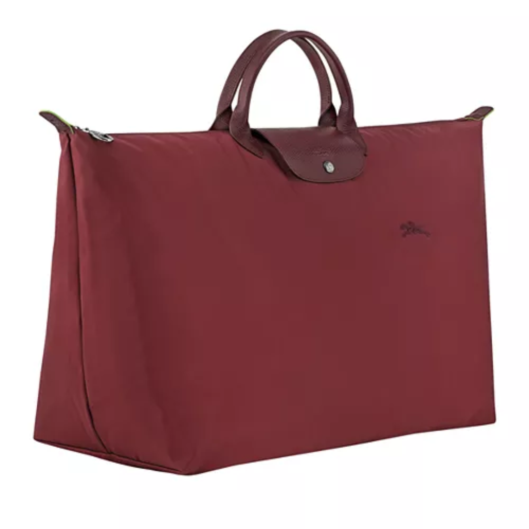 Le Pliage Green Large Travel Bag in Pomegranate