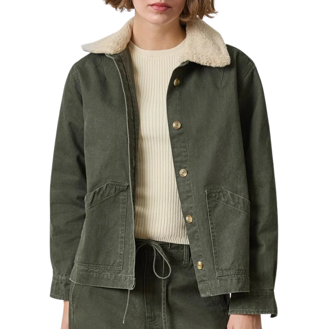 Washed Twill Pleat Back Jacket in Juniper