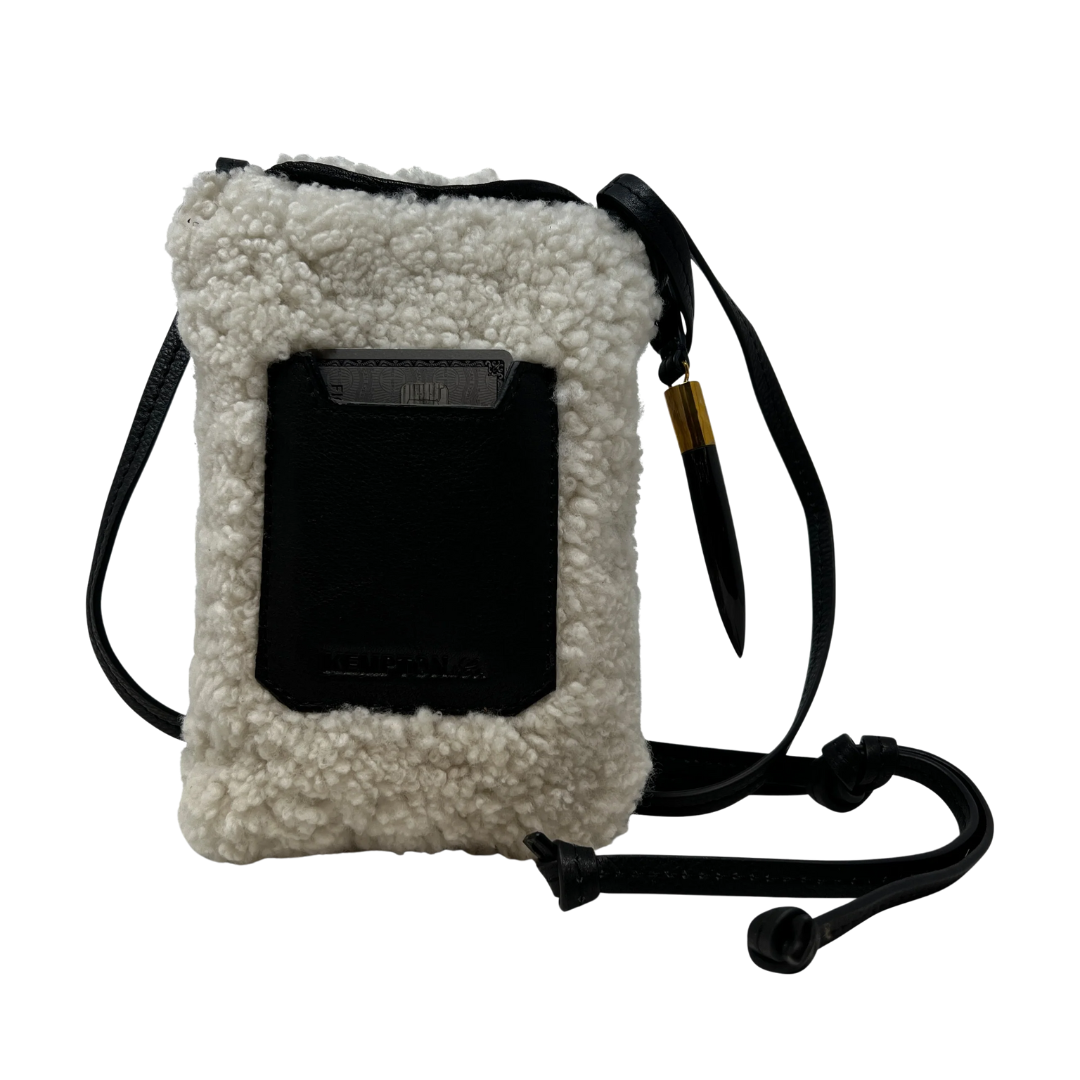 Mini Sling Phone Crossbody in Natural Shearling