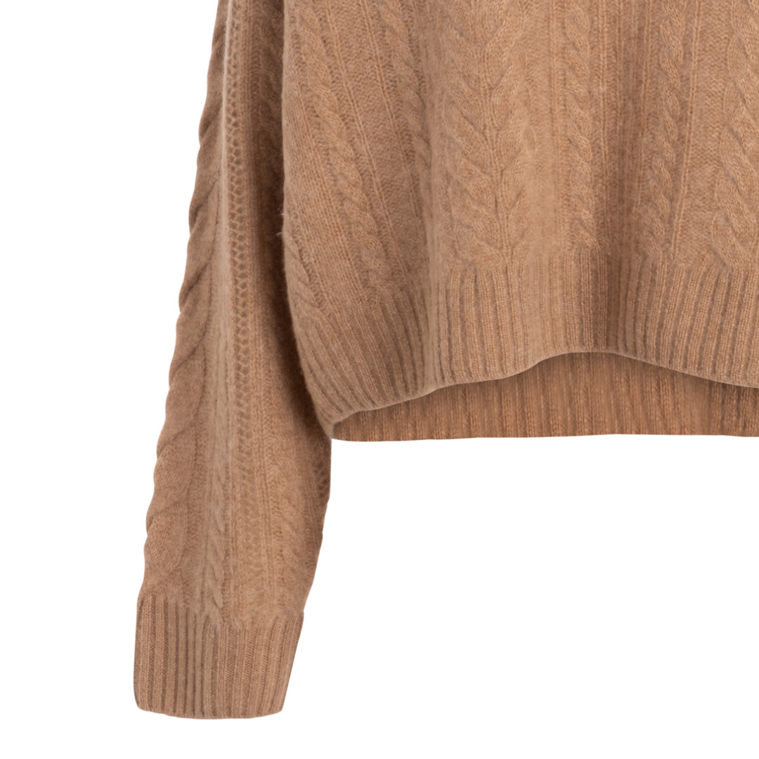 Cashmere Cable Polo in Camel