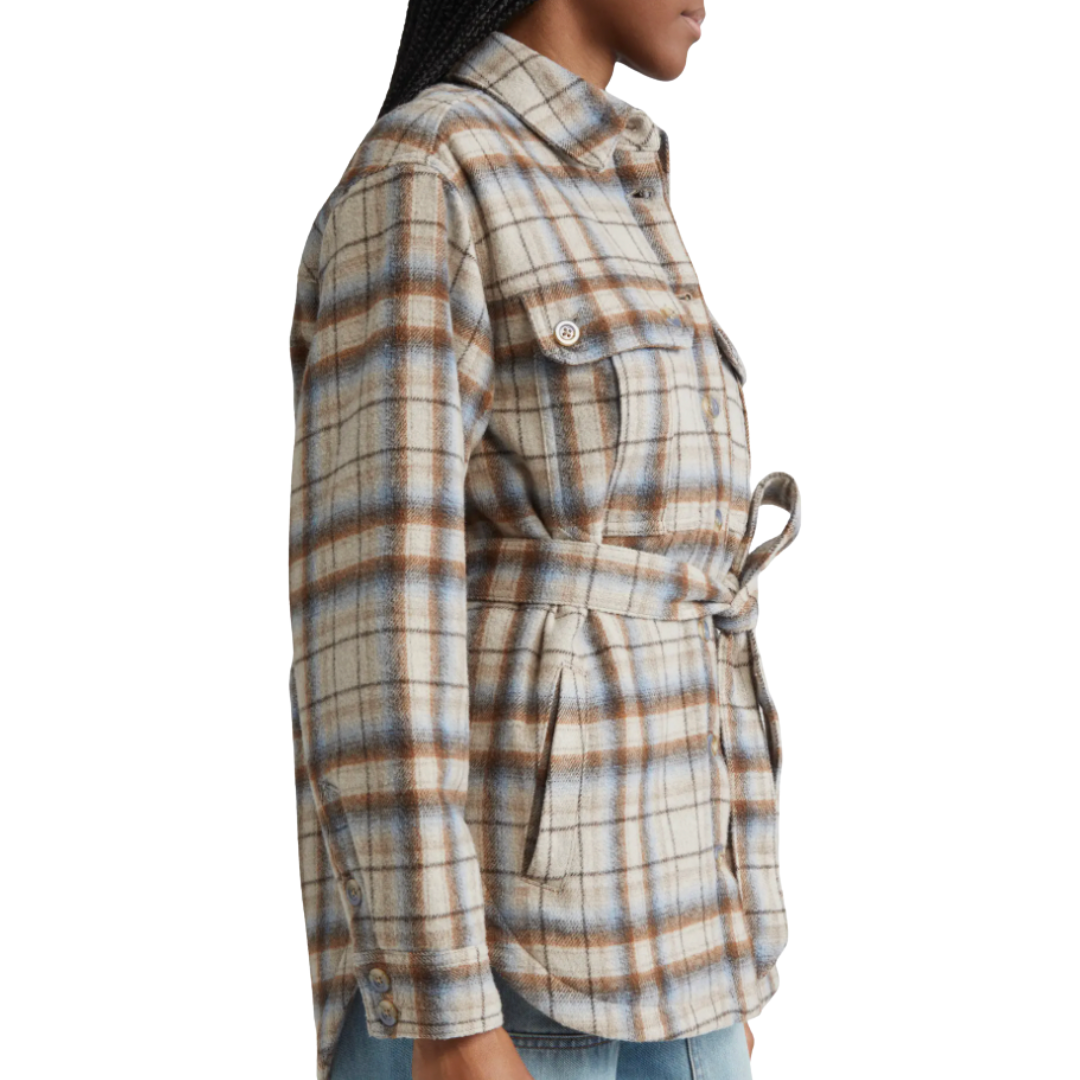 Mikaela Plaid Shacket in Whisky Multi