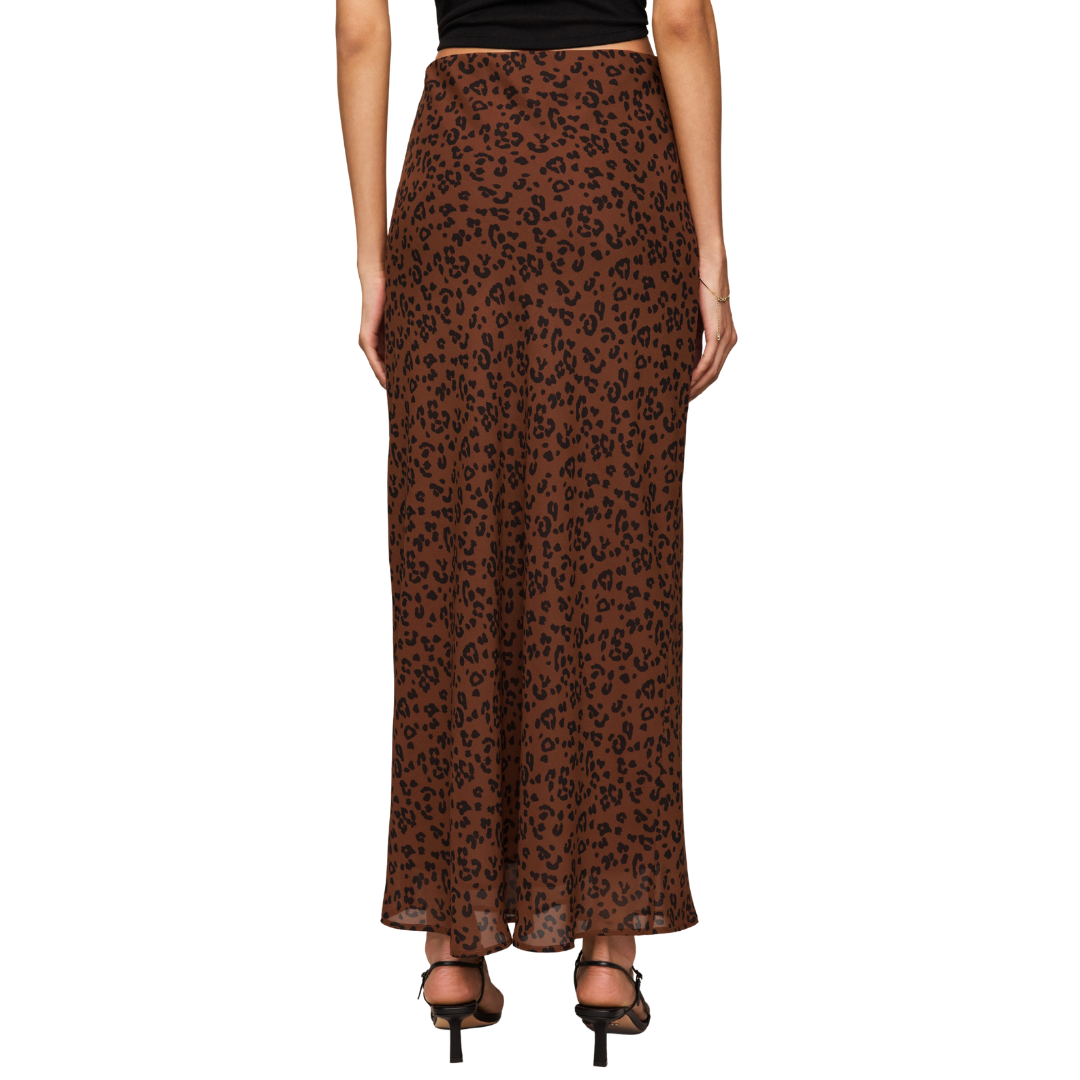 Europa Leopard Maxi Skirt in Burnt Umber