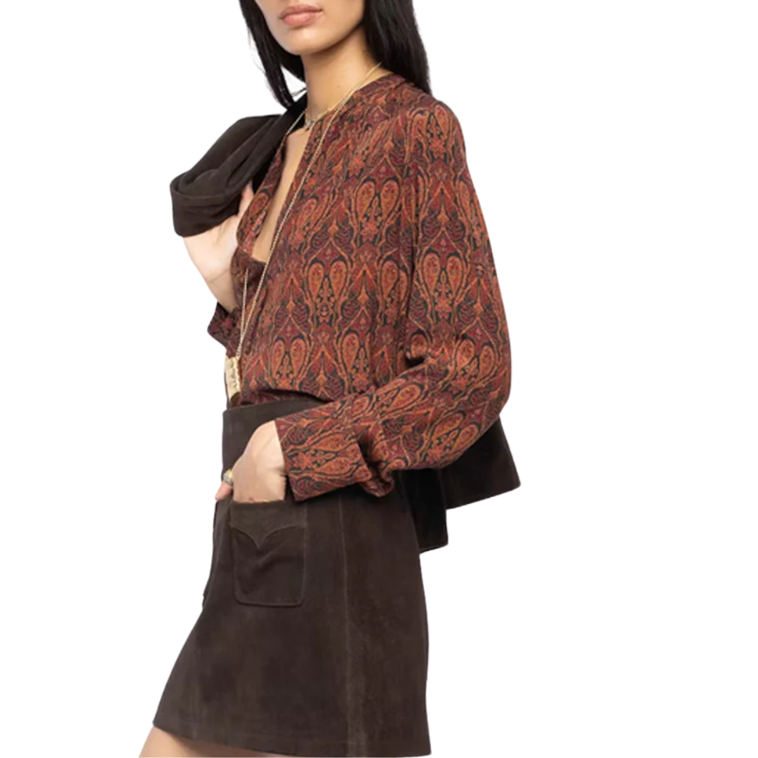 Tink Blouse in Black Paisley