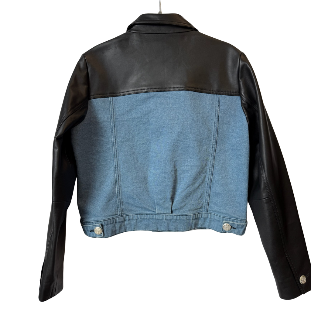 Mixed Media Jacket in Black/Blue