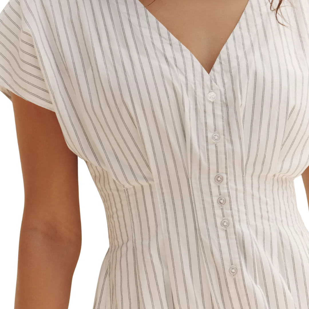 Sanna Striped Midi Dress in White