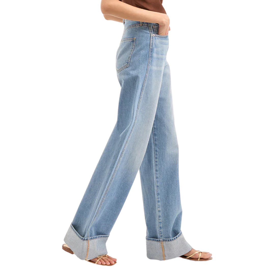 Taylor Cuffed Wide-Leg Jean in Bright Nova
