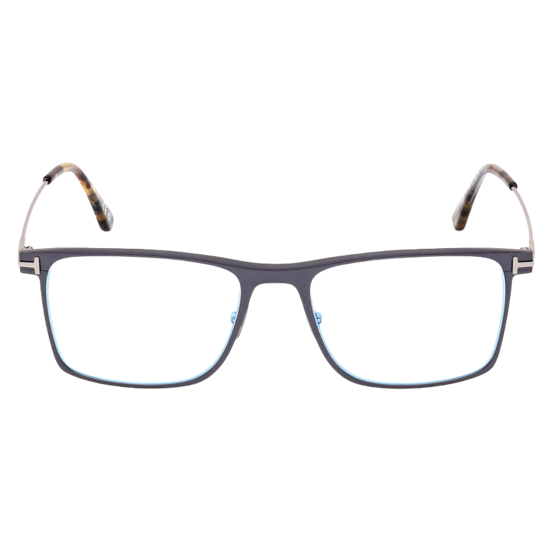 Blue Block Square Opticals in Matte Dark Ruthenium