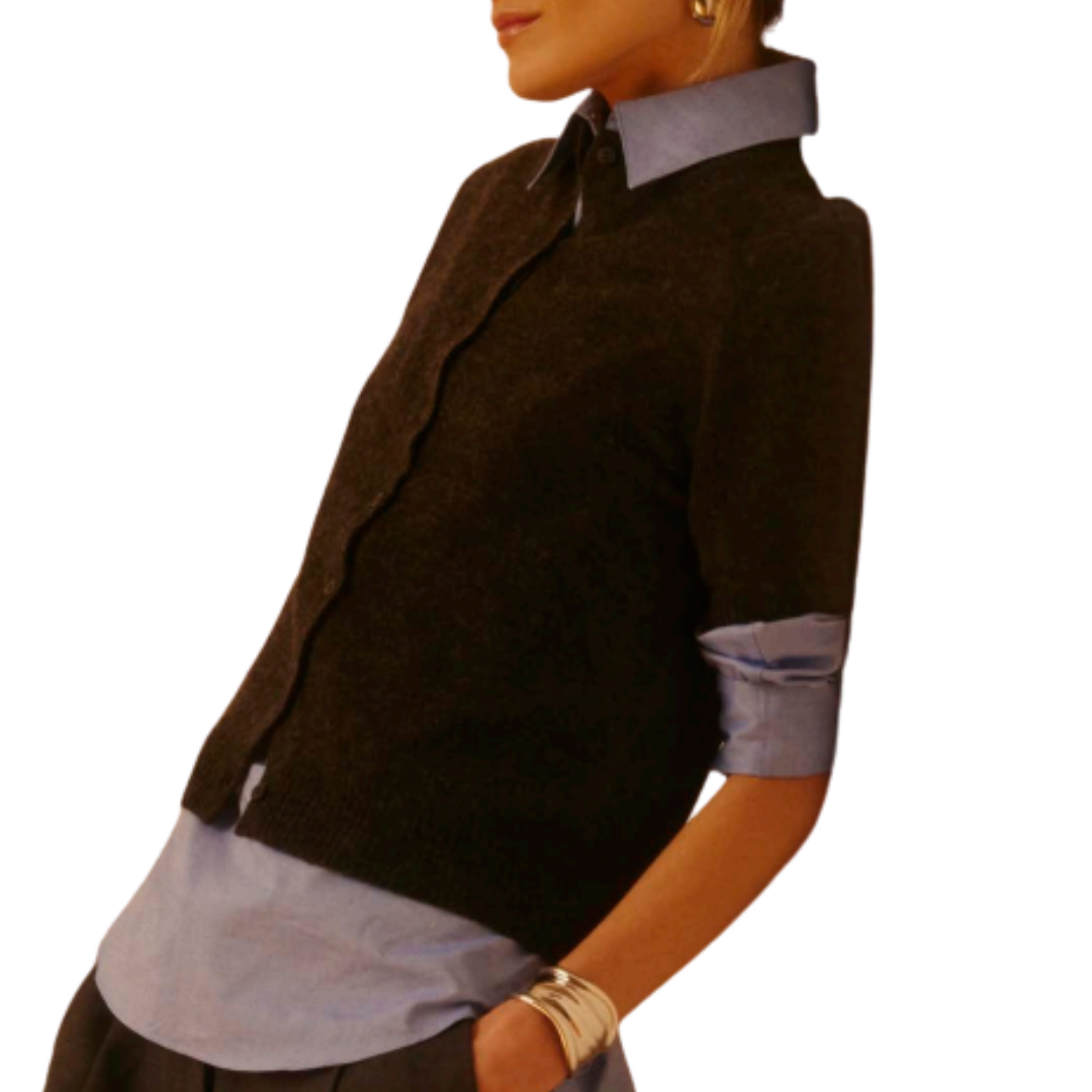 Coastal Cashmere S/S Cardigan in Smoke