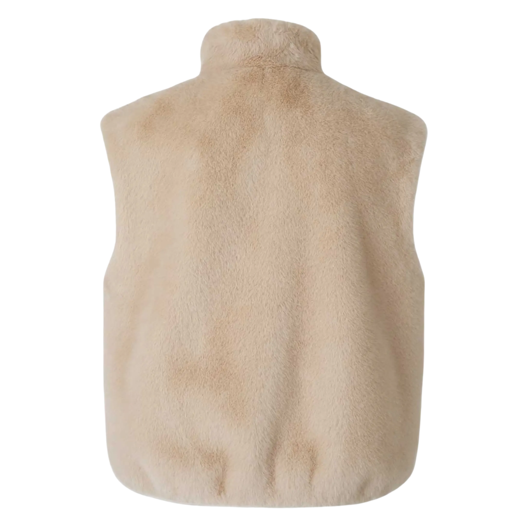 Faux Fur Gilet Vest in Beige