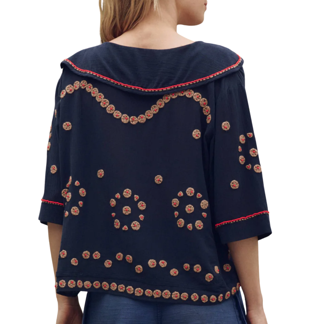 The Beaded Vintage Sailor Top in Navy