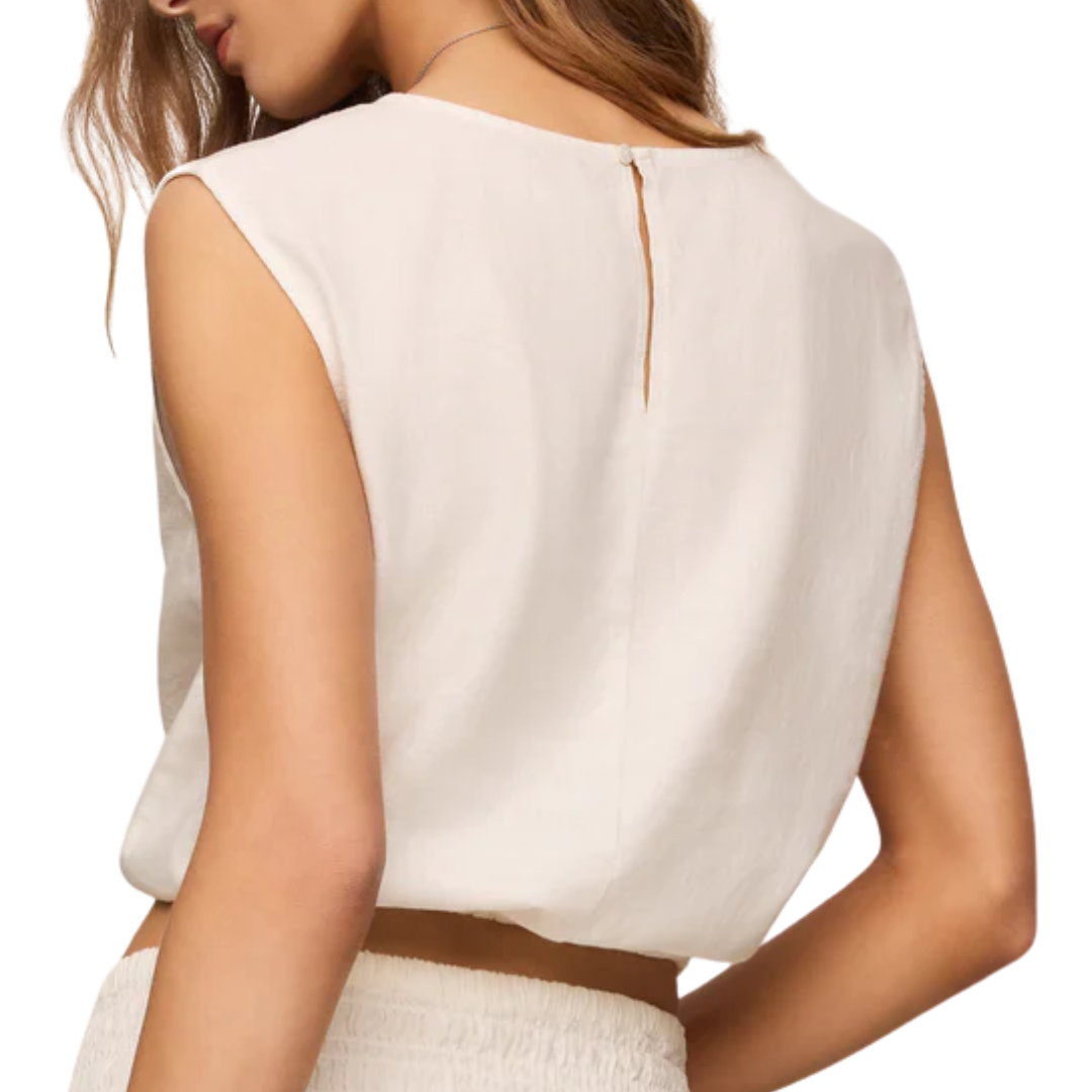 Merit Sleeveless Linen Top in White