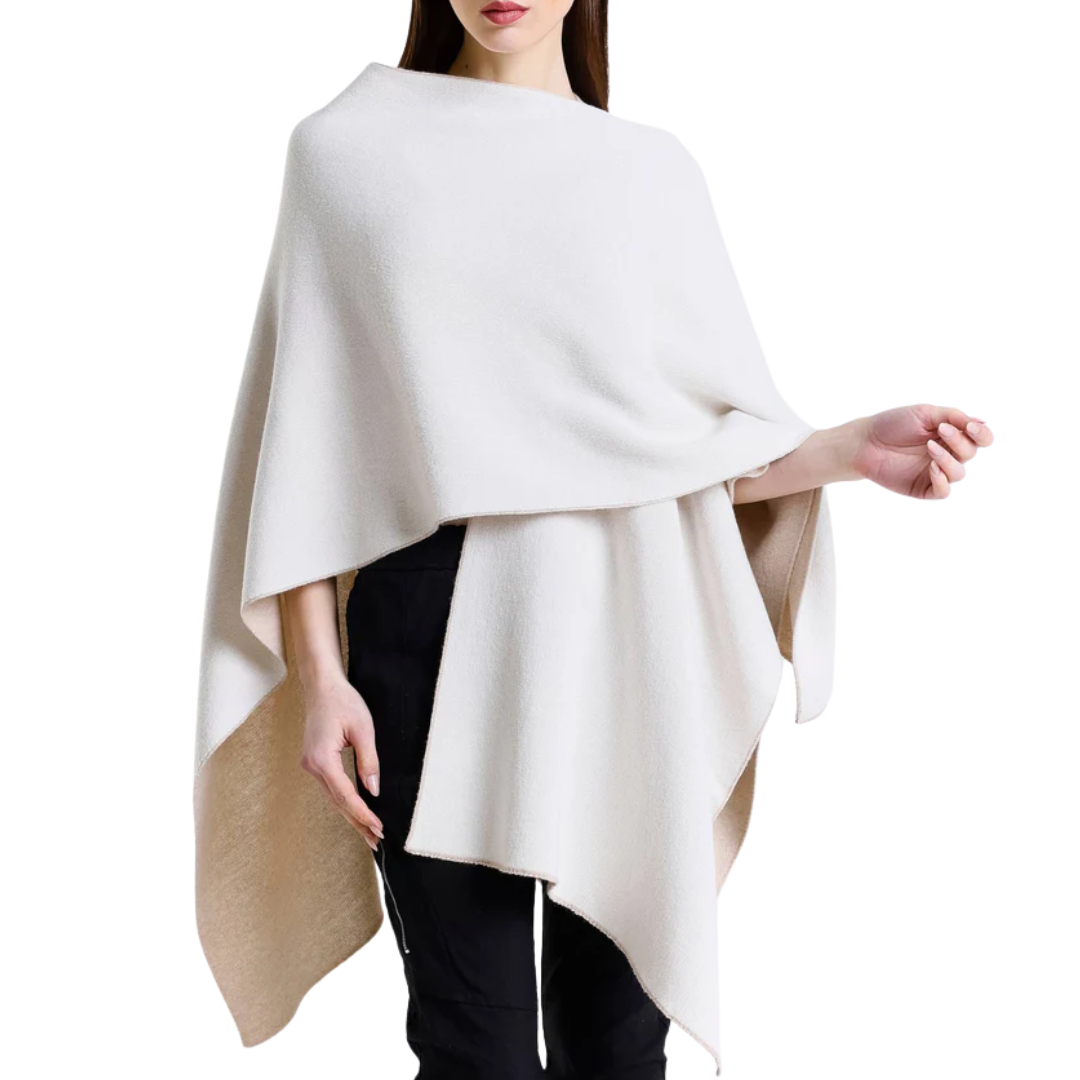 Kiersten Reversible Wrap in Taupe/Cream