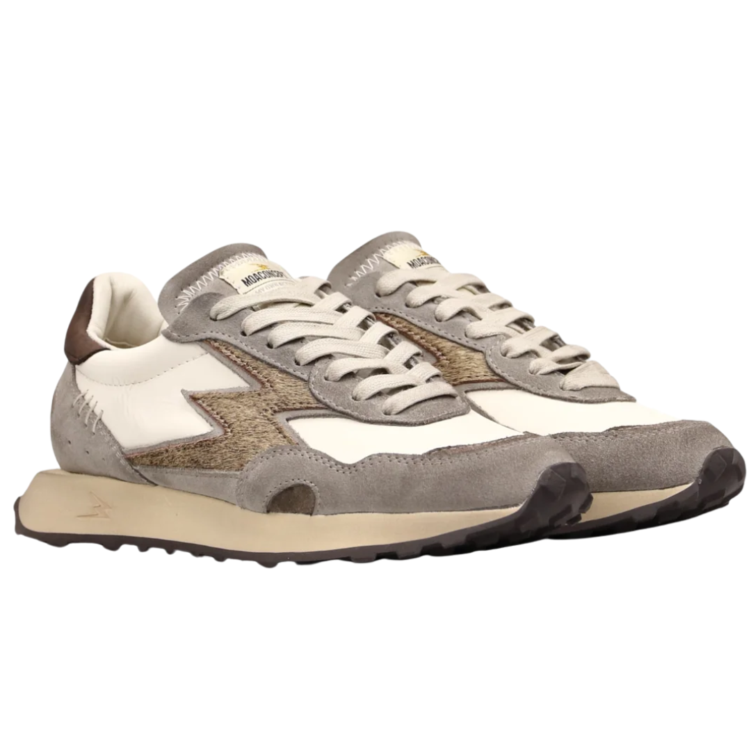 Hype Sneaker With Two-Tone Pony Details in White