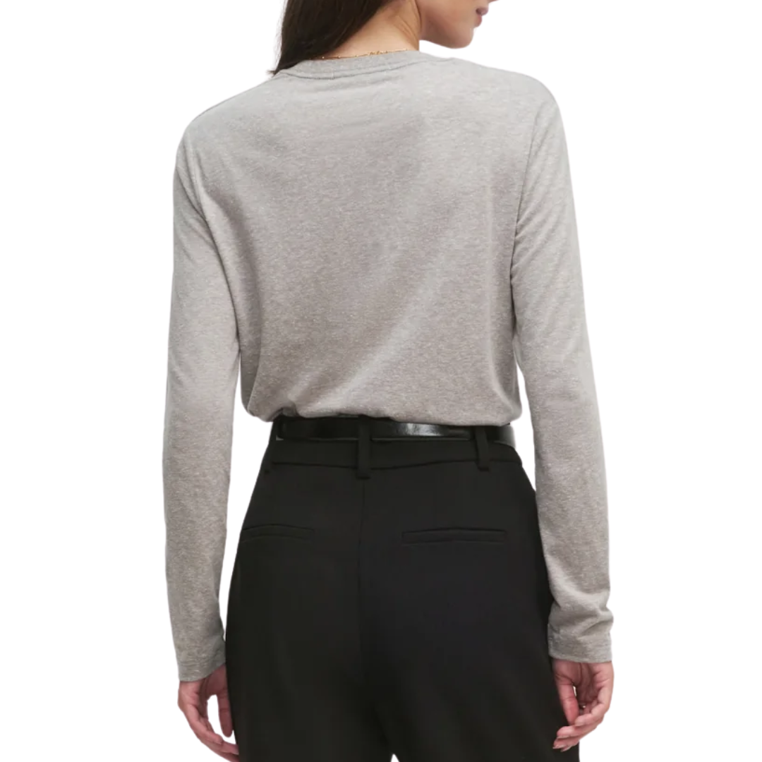 Cropped Collegiate Long Sleeve in Heather Grey Light