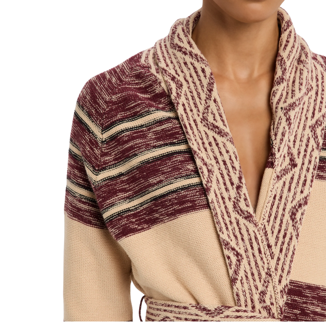The Riding Cardigan in Rusted Red Multi