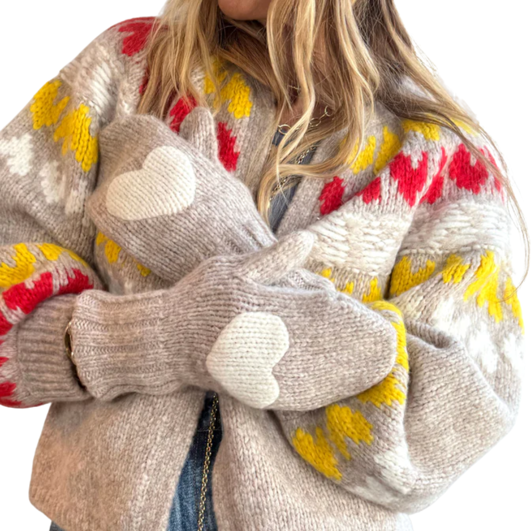 Patch Mittens in Camel