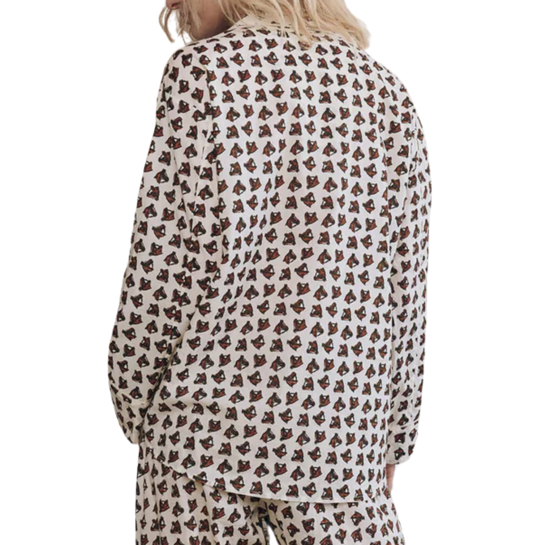 The Pajama Shirt in Cream Horse Medallion Print