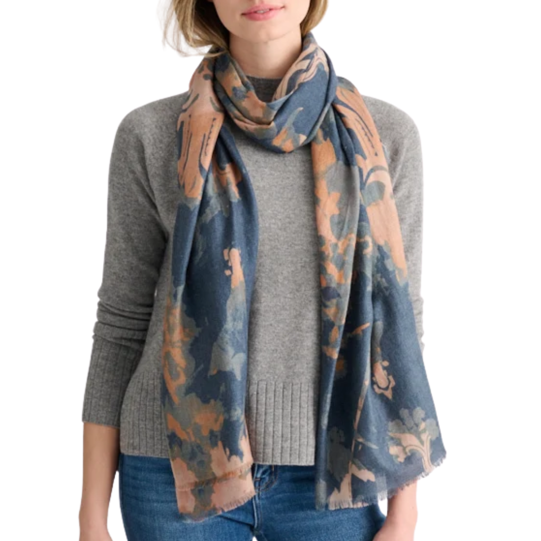 Tapestry Print Scarf in Navy