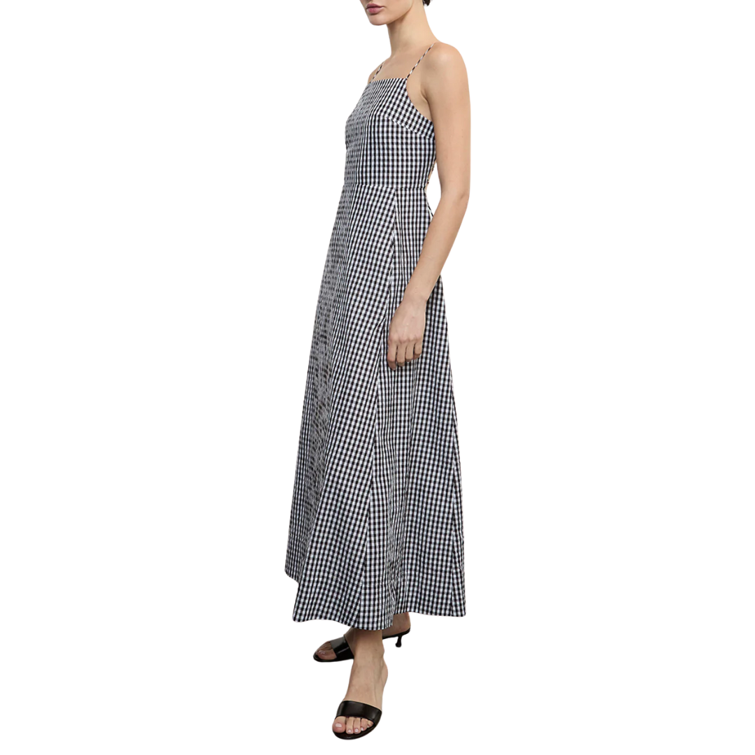 Textured Gingham Dress in Black