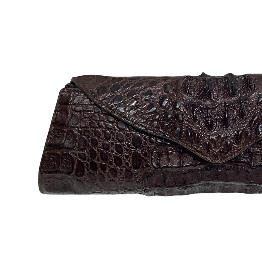 Hornback Crocodile Clutch in Chocolate