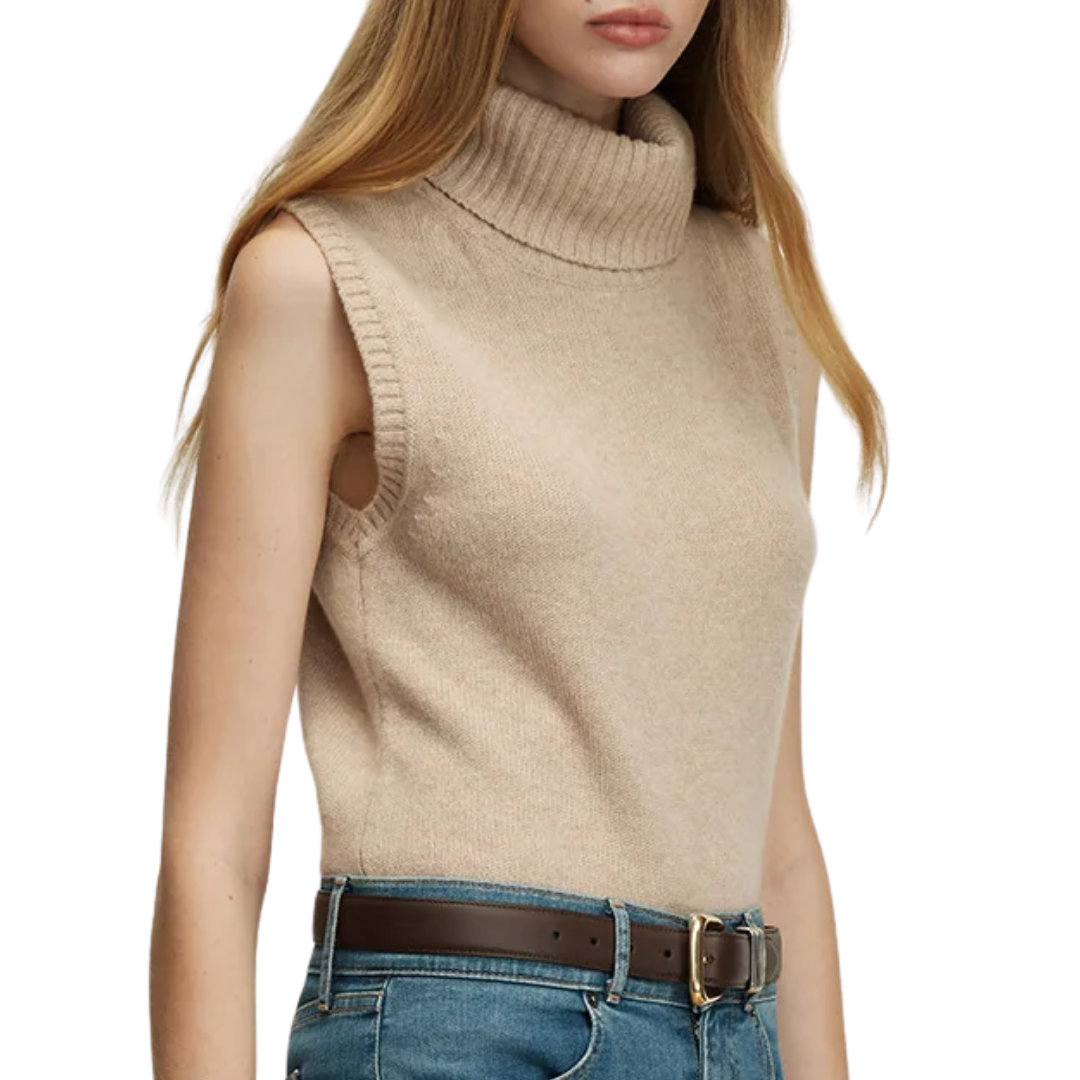 Mazzy Cashmere Sleeveless Sweater in Oatmeal