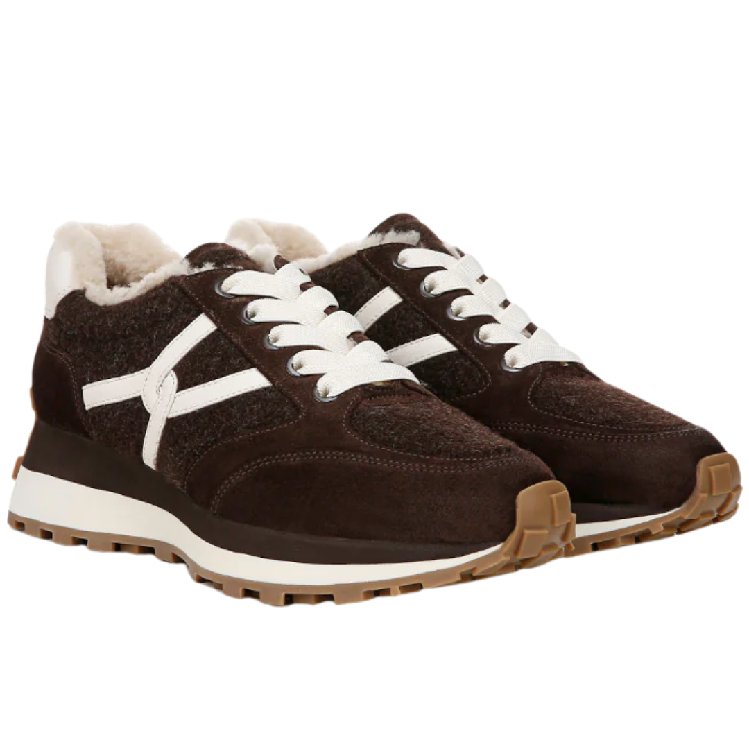 Valentina Shearling Sneaker in Espresso