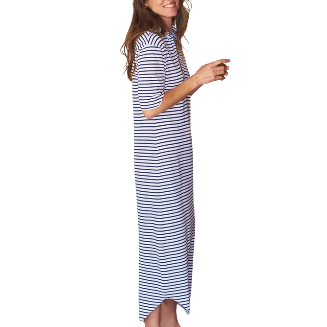Emma Henley Maxi Dress in Navy French Stripe