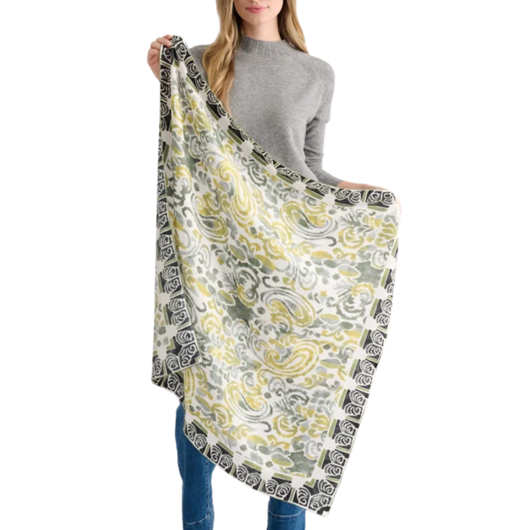 Paisley Print Square Scarf in Black