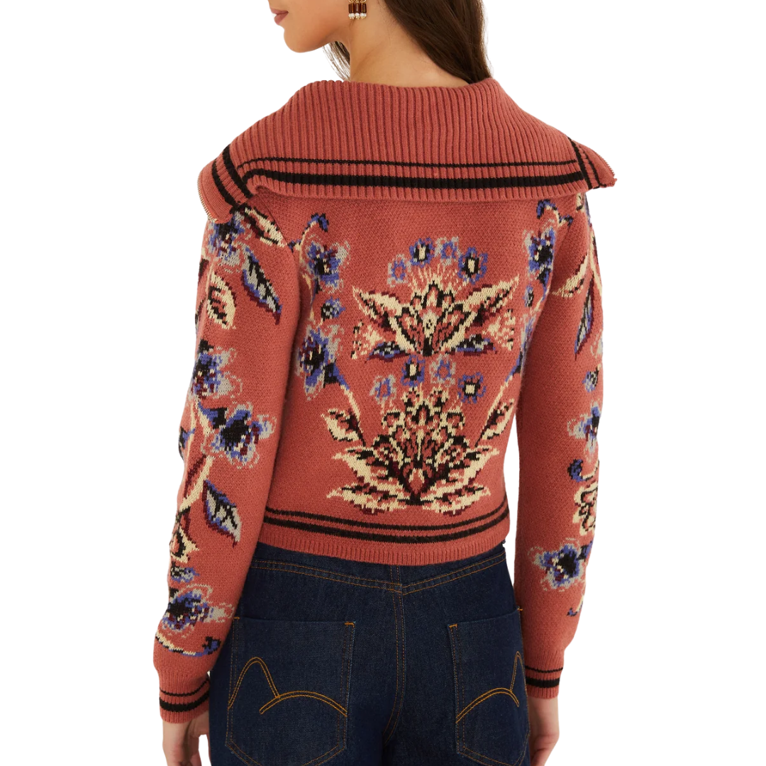 Floral Beauty Tapestry Cardigan in Blush Pink