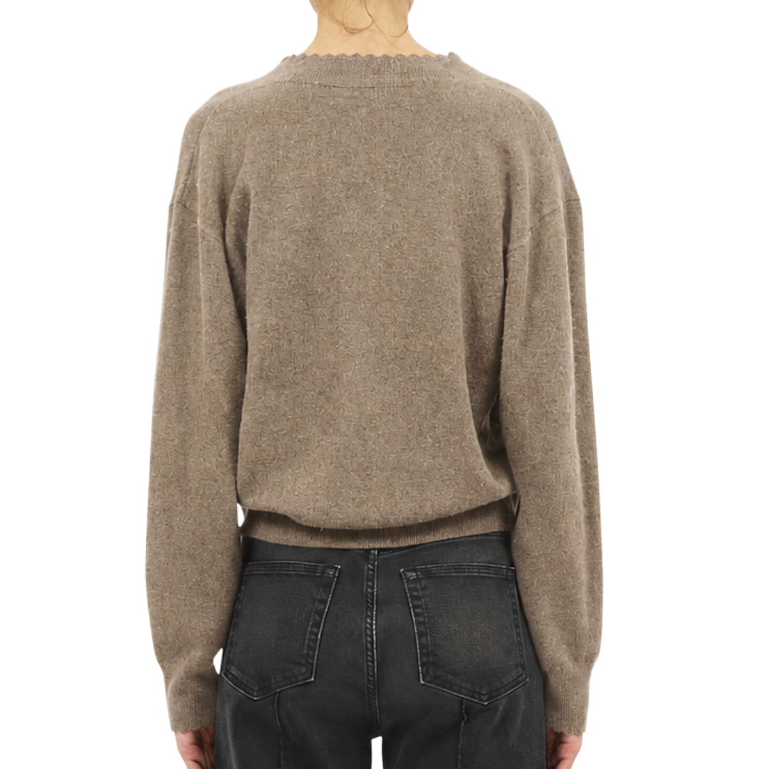 Mona V-Neck Cashmere Pullover in Driftwood