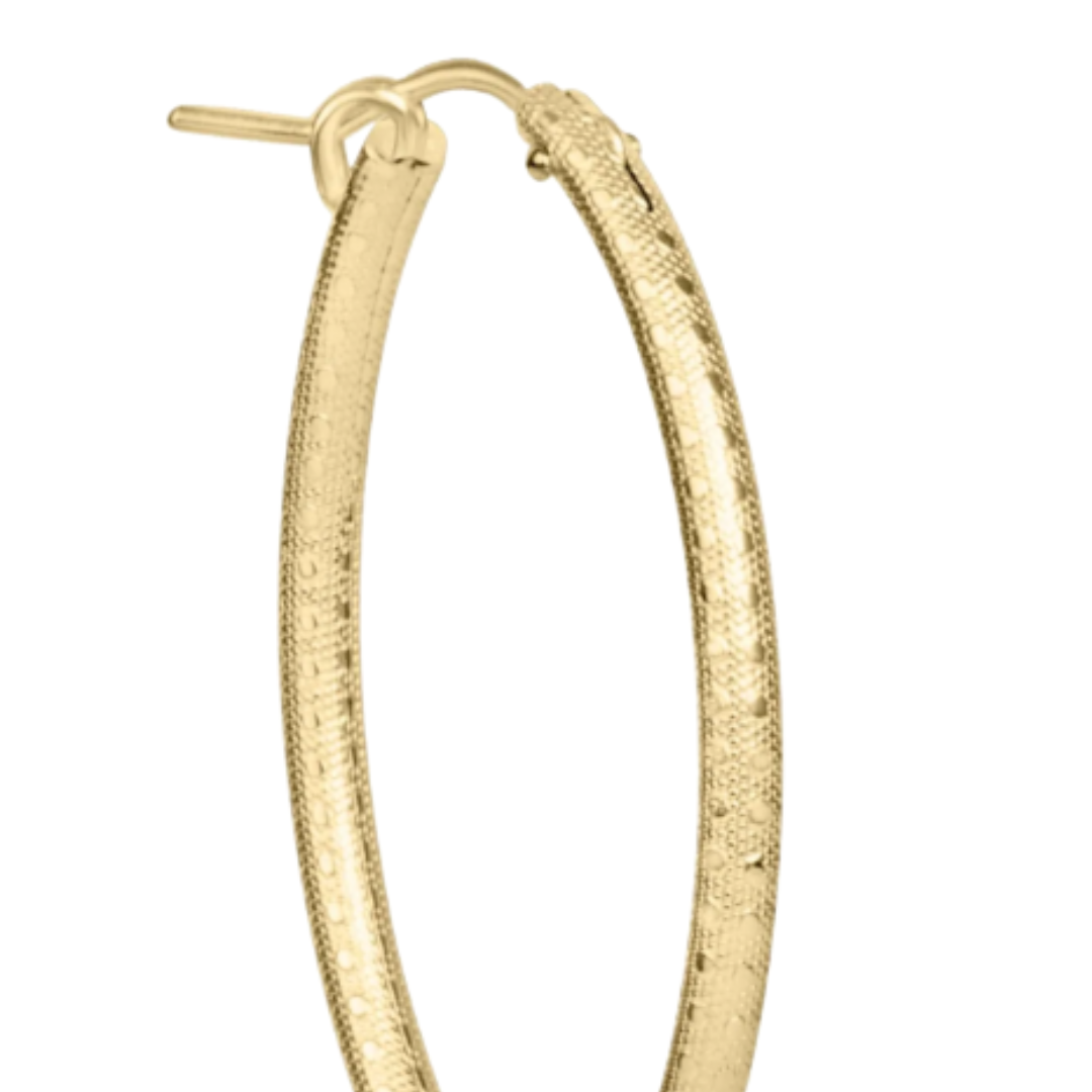 Oval Gold 1" Hoop - Textured