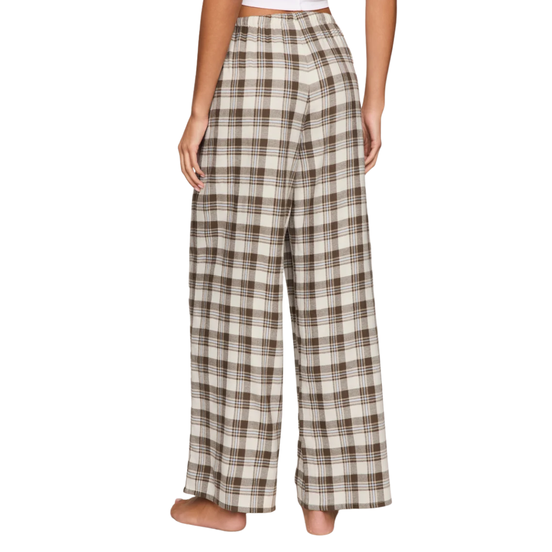 Better Off Plaid Flannel Pant in Cocoa Bean