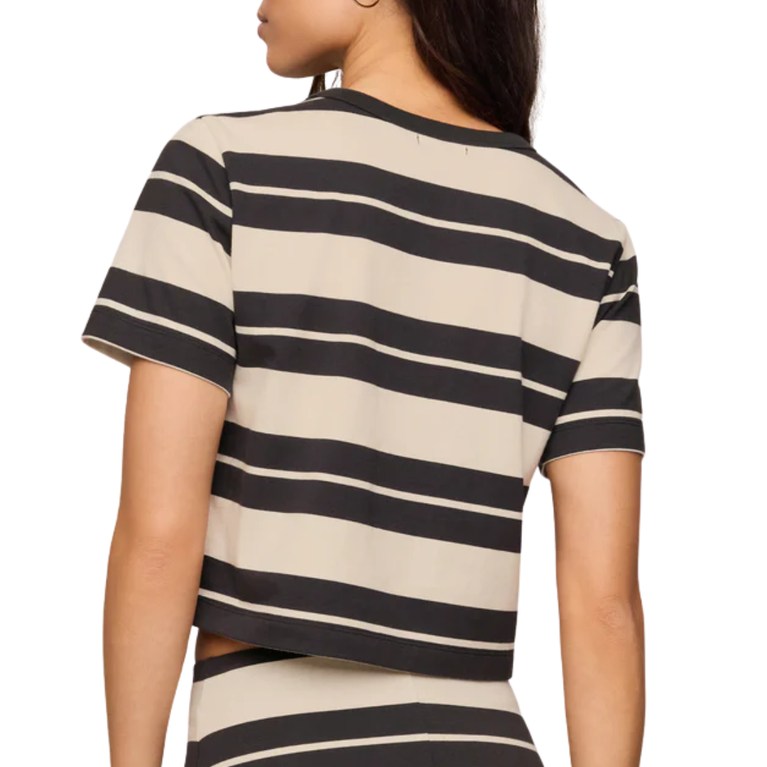 Stellan Striped Jersey Tee in Ash Black