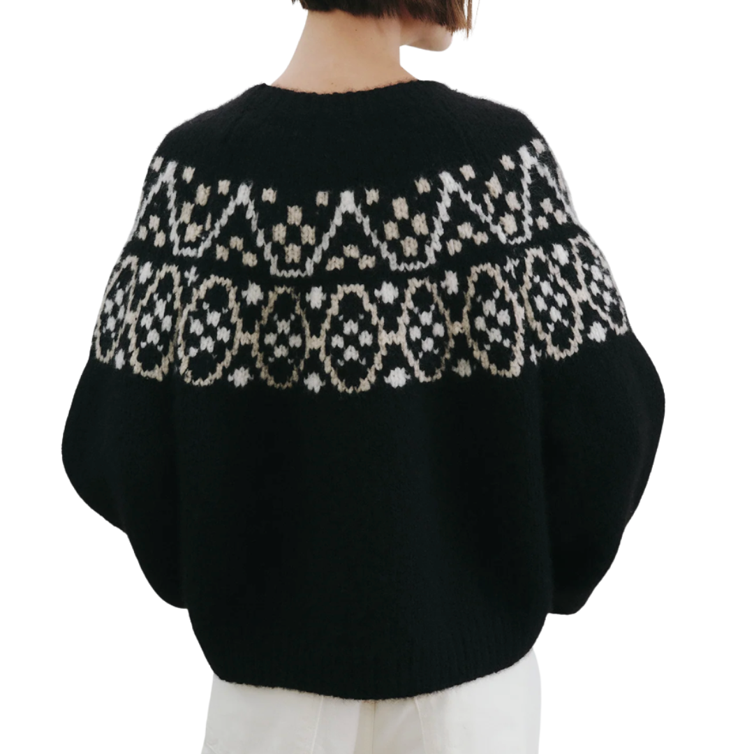 Chrissy Cashmere Sweater in Black Fairisle