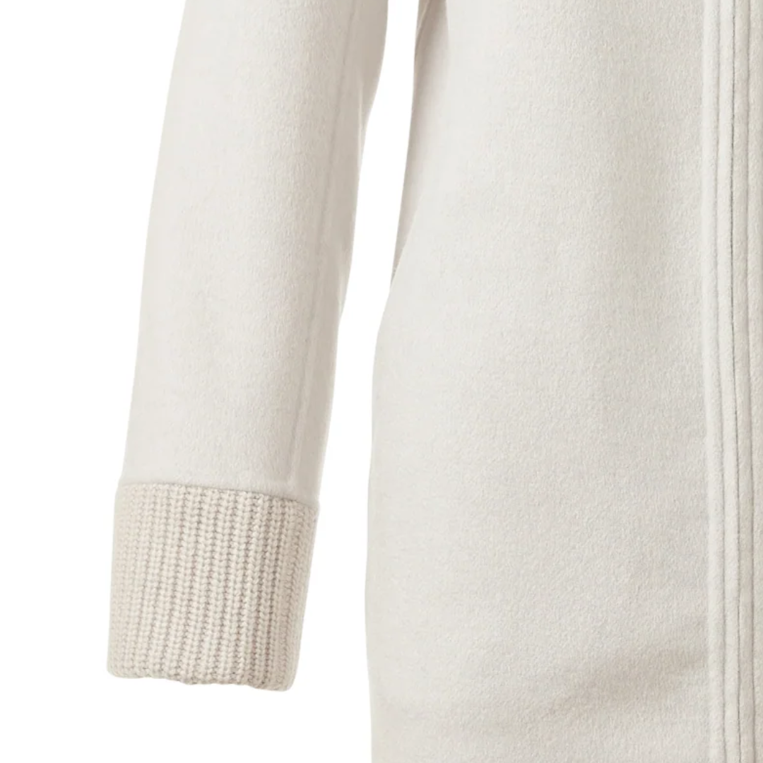 Knit Trim Zip Mock Coat in Birch
