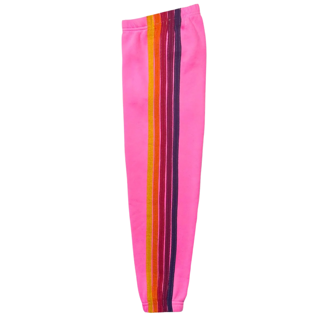 5 Stripe Sweatpants in Neon Pink/Neon Rainbow