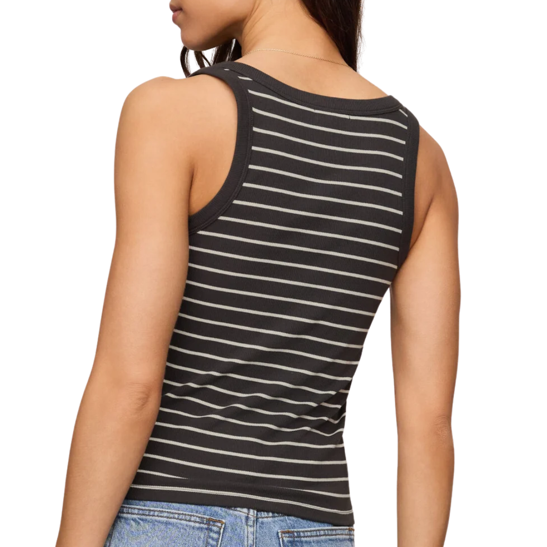 Rowe Striped Scoop Tank in Ash Black