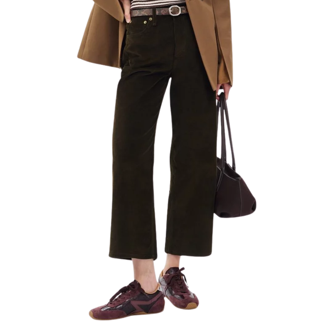 Andi Ankle Wide-Leg Corduroy Pants in Balsam