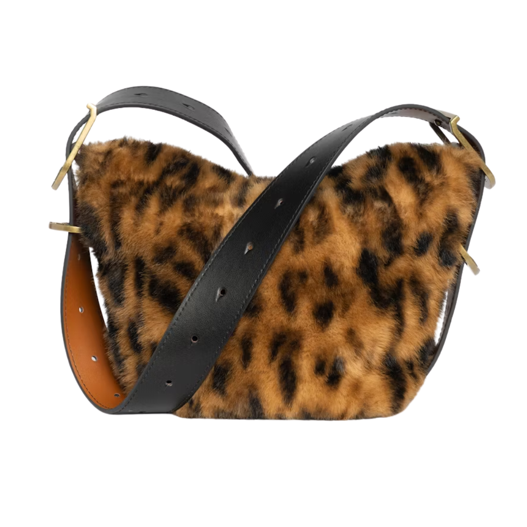 Baby Jane Leopard Bag in Cognac