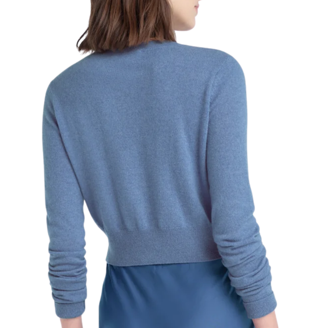 The Cropped Rebecca Cardigan in River Blue