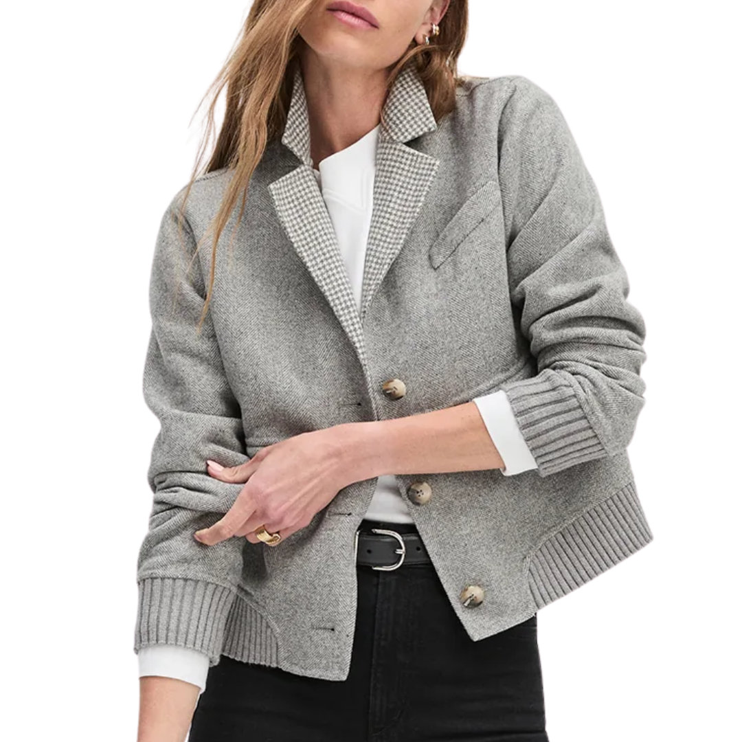 City Bomber in Grey Houndstooth