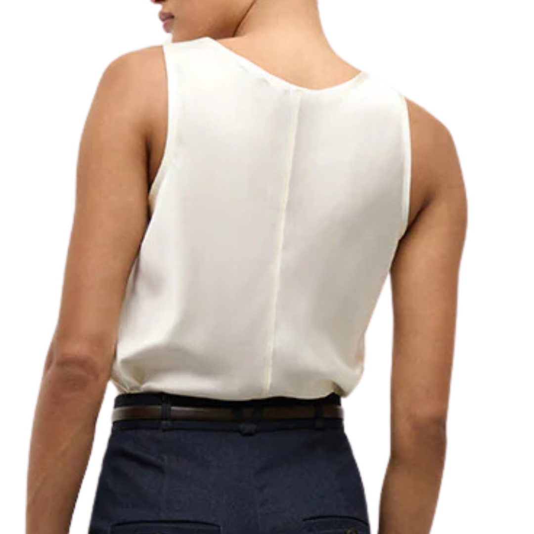 Sabrina Stretch-Silk Tank in Ivory
